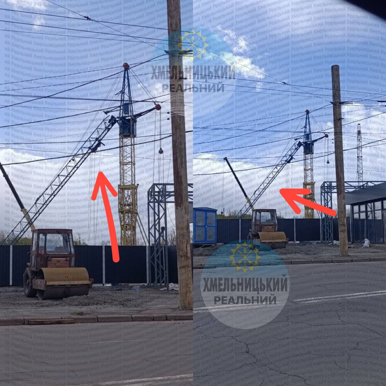 У Хмельницькому через негоду впав будівельний кран