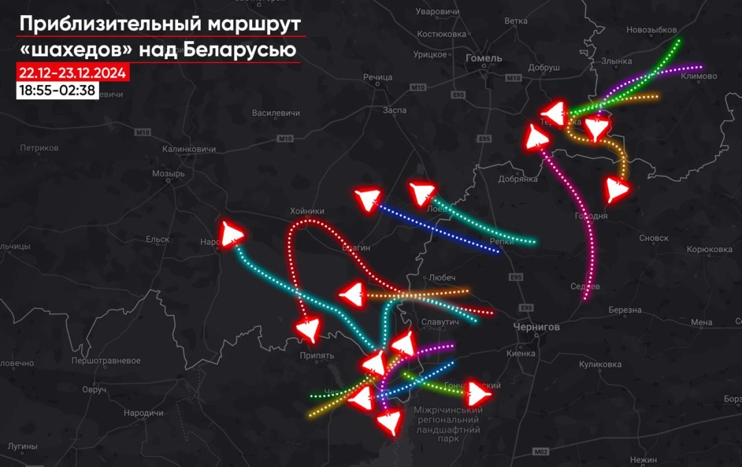 Стало відомо, скільки російських «Шахедів» за ніч залетіло на територію Білорусі (фото)