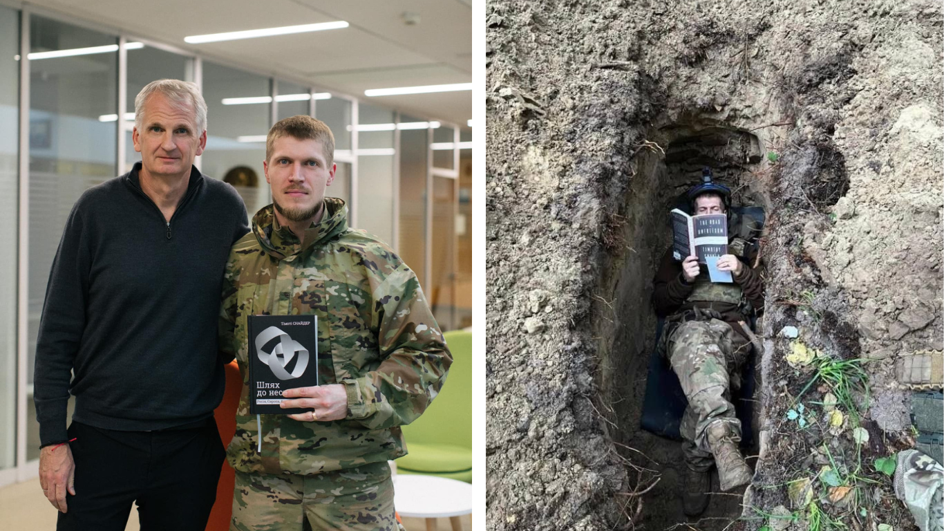 Історик Тімоті Снайдер зустрівся у Львові з десантником, який читав в окопі його книгу