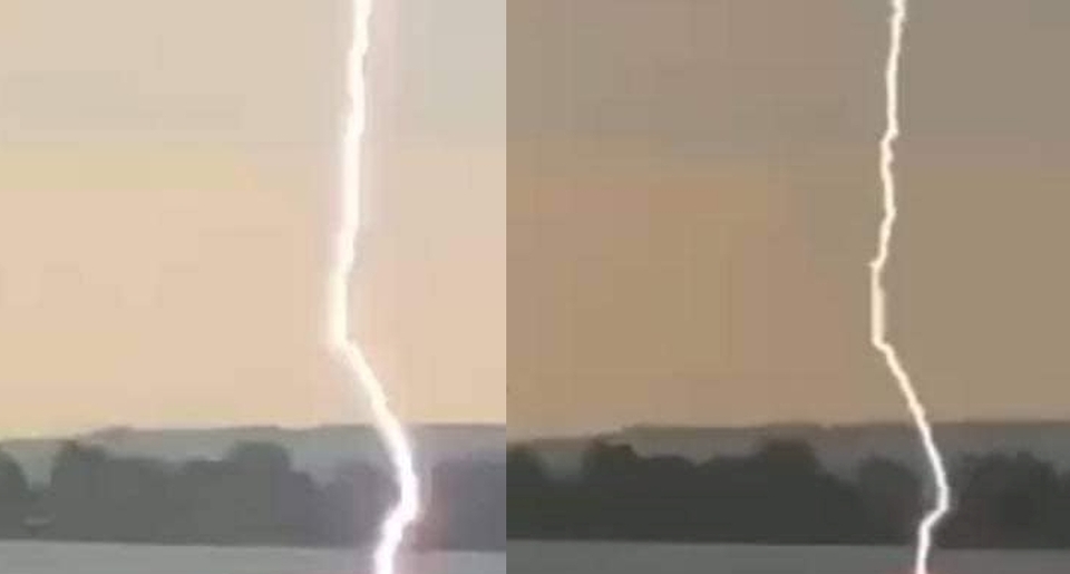 Блискавка вдарила в озеро Задорожне на Львівщині: цікаве відео