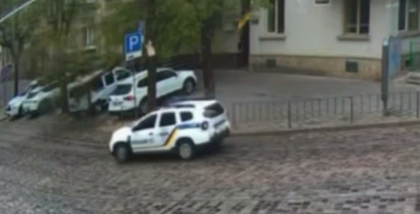 У Львові гілка впала з дерева — ледь не пошкодила авто поліції (ВІДЕО)