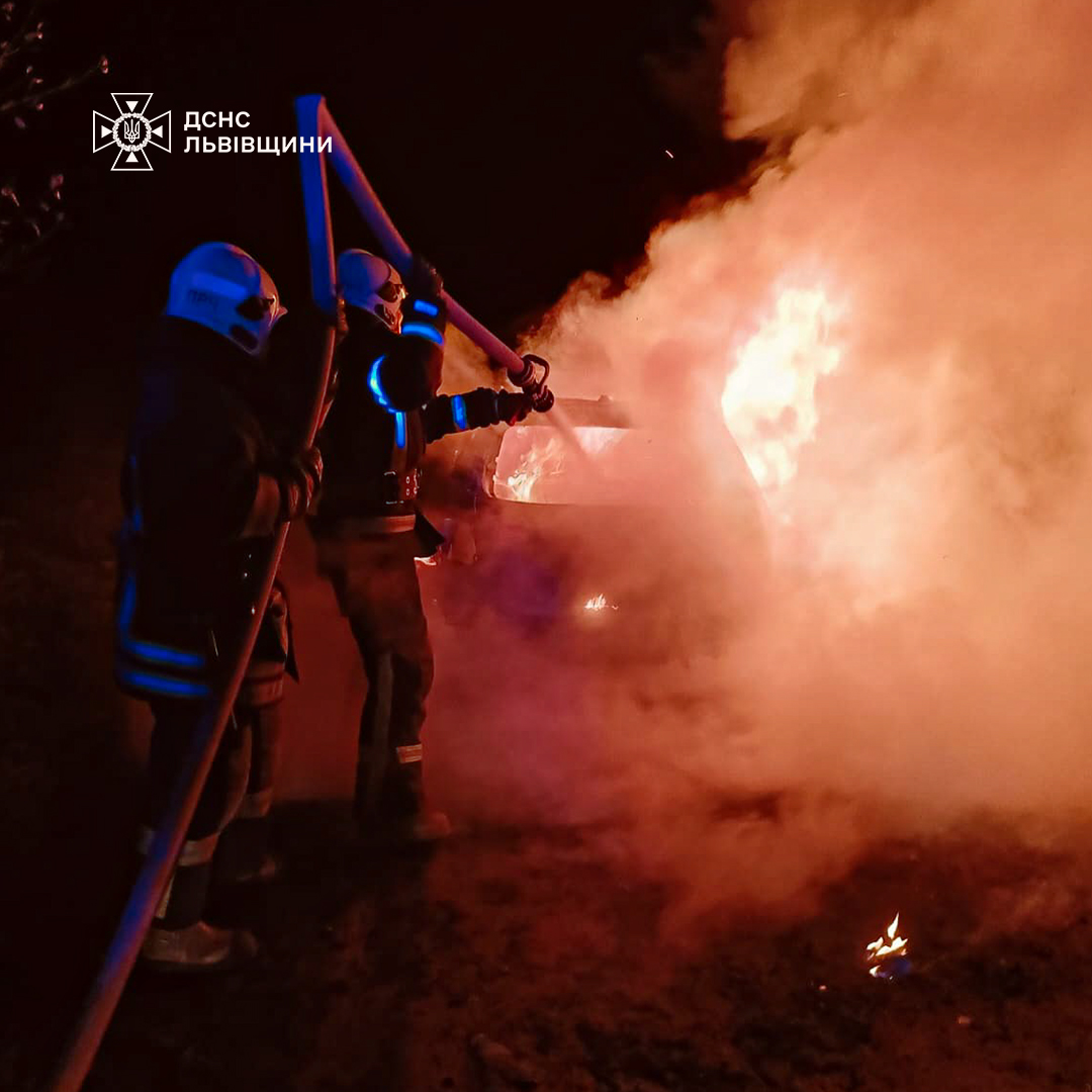 Біля Львова спалахнула пожежа: вщент згорів автомобіль