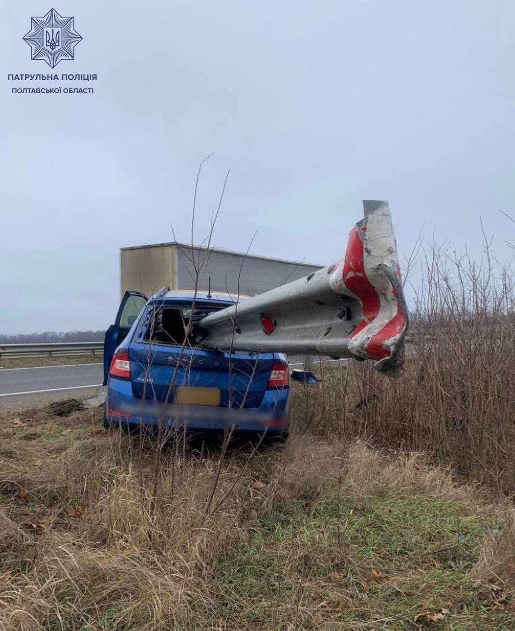 На Полтавщині відбійник проштрикнув авто: фото моторошної аварії
