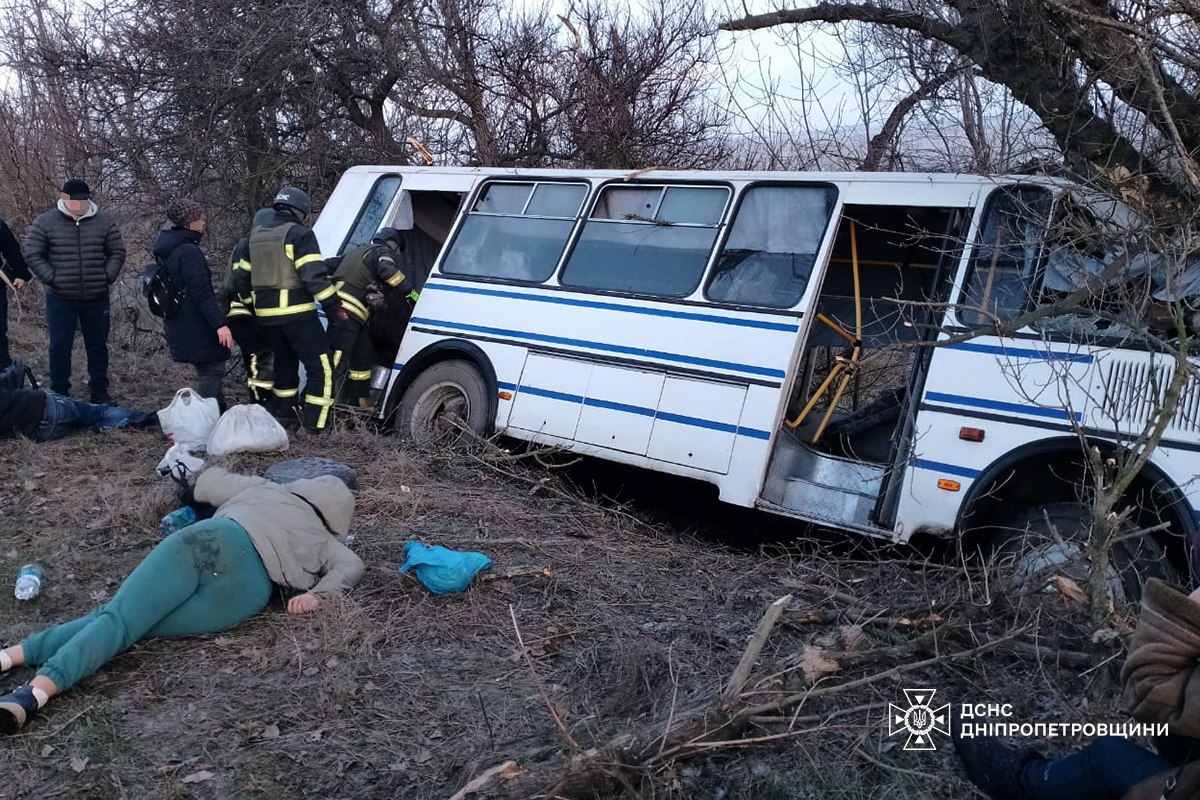 Страшна автотроща на Дніпропетровщині: фото з місця, де автобус з людьми врізався в дерево