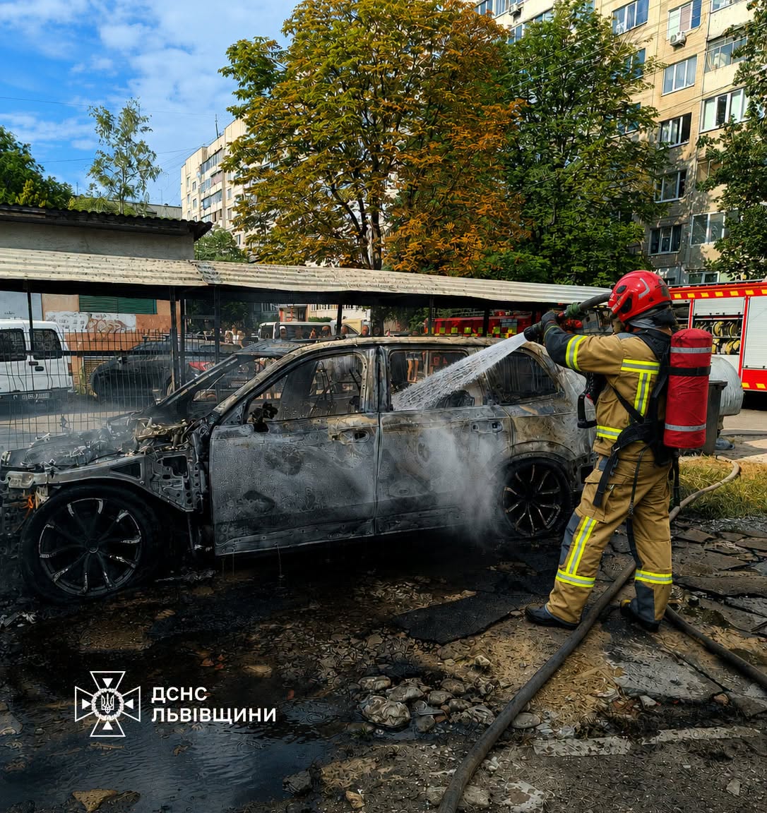 У Львові через сміттєвий контейнер згорів автомобіль: з'явилися фото з місця
