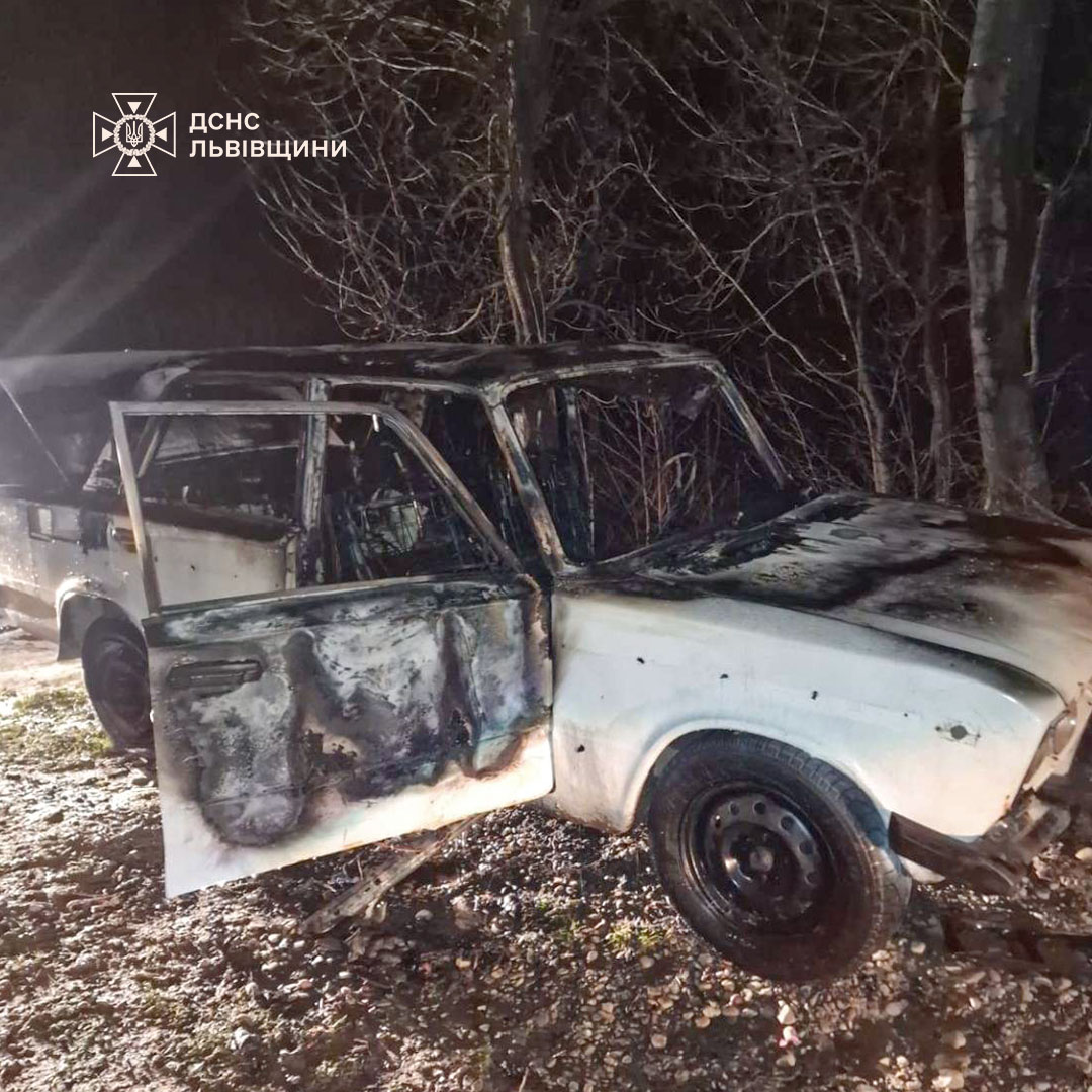 На Львівщині горів автомобіль: фото з місця пожежі
