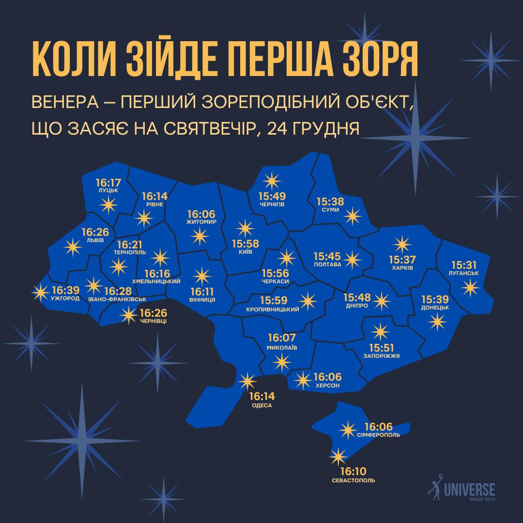 Коли зійде Різдвяна зірка над Україною: час по областях