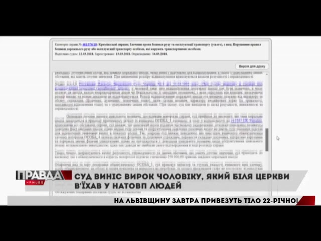 Суд виніс вирок чоловікові, який в`їхав у натовп
