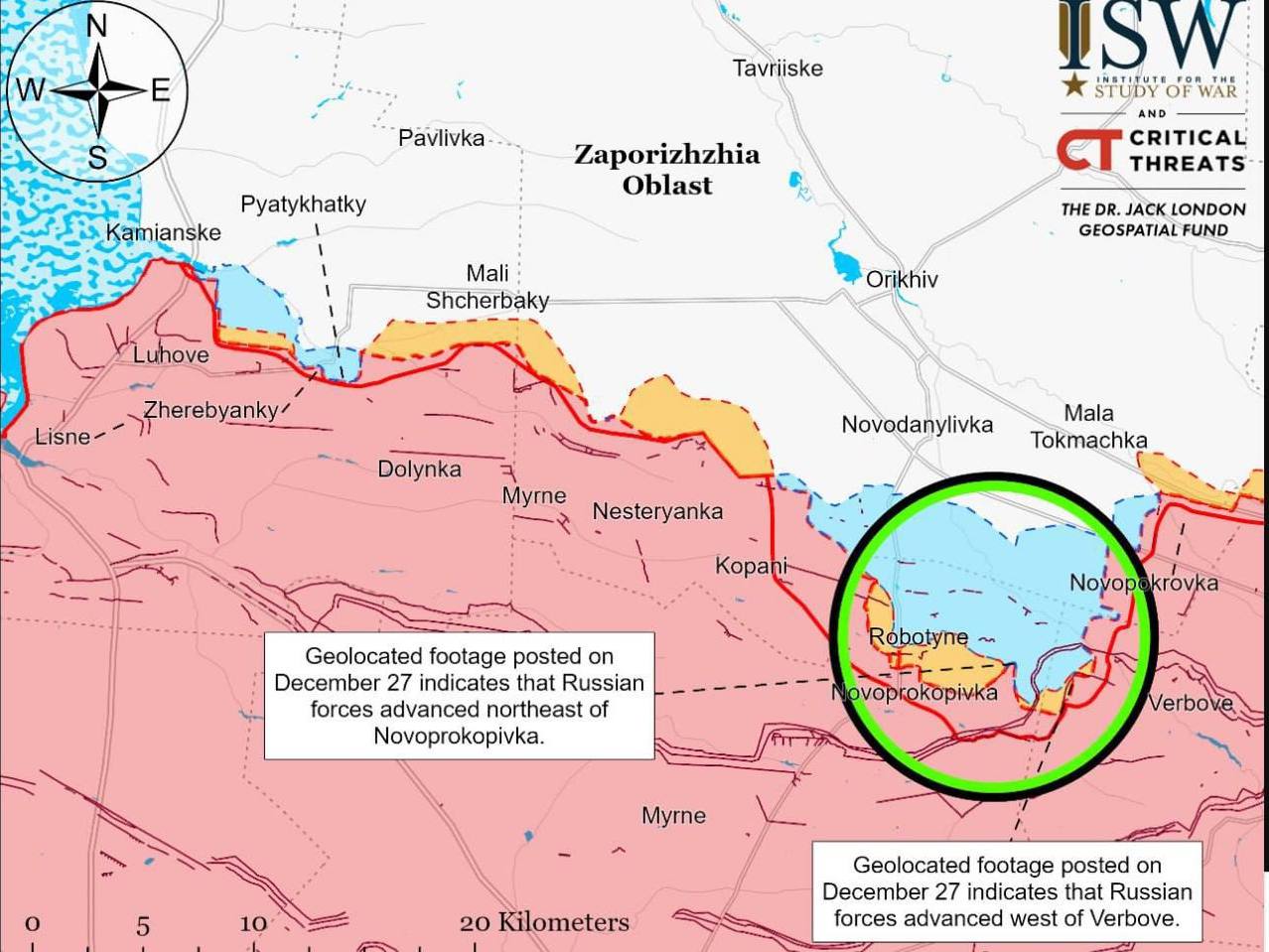 Росіяни захопили позиції на Запоріжжі, які ЗСУ відбили під час літнього контрнаступу, − ISW