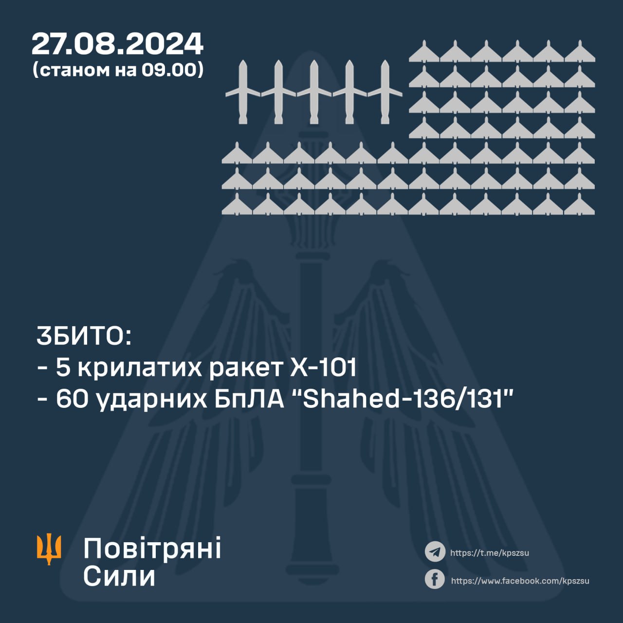 Що летіло на Україну в ніч на 27 серпня