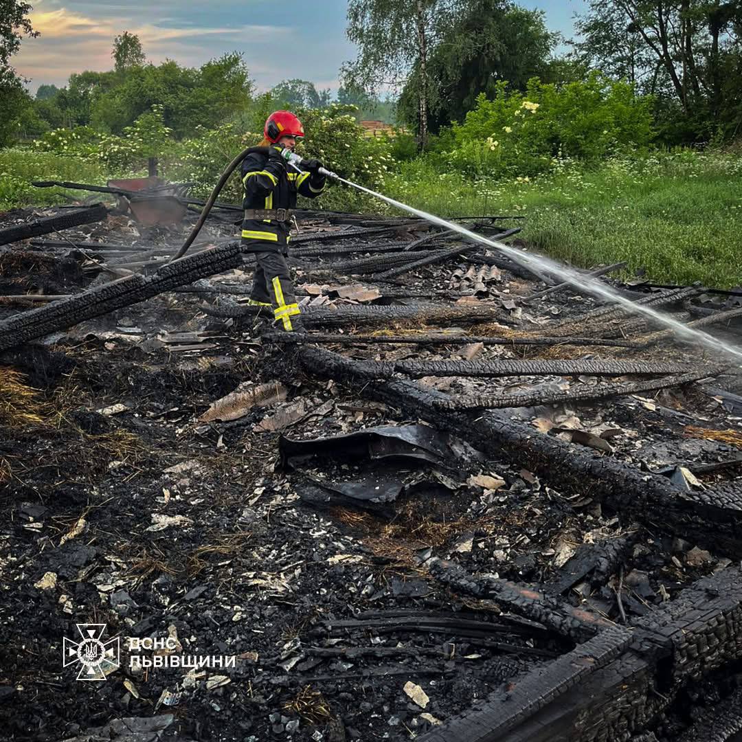 На Львівщині блискавка вдарила у подвір'я: згоріла будівля та трактор