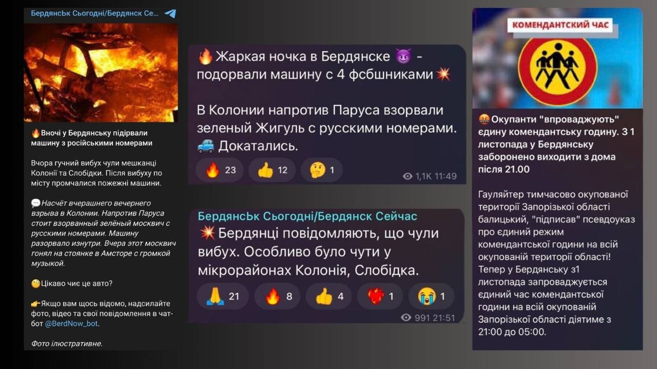 У Бердянську підірвали авто із працівниками ФСБ: загинув злочинець, що катував українців