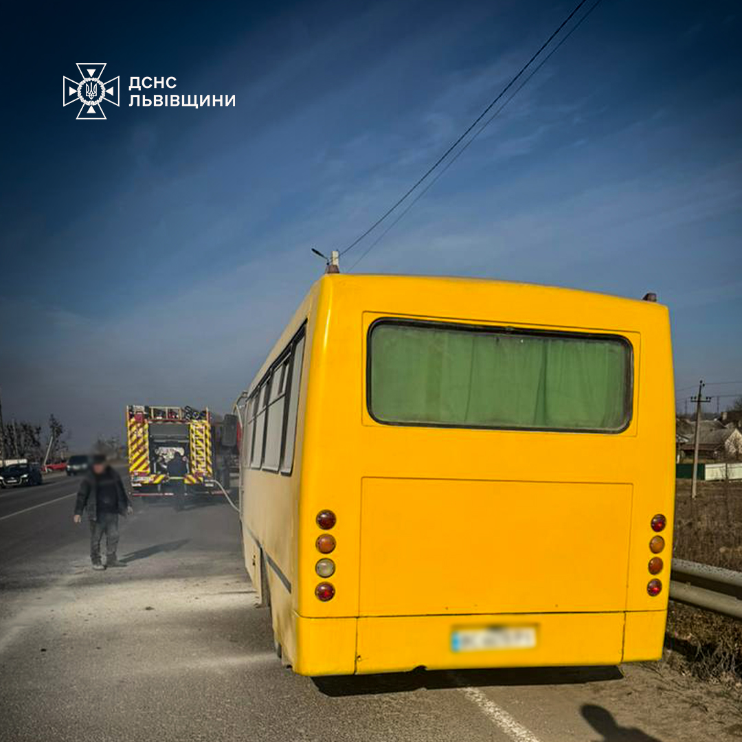 Поблизу Львова горів автобус: фото з місця пожежі