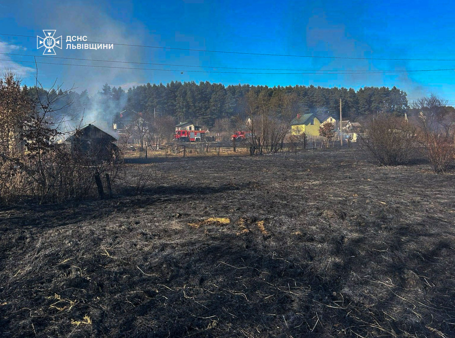 Через підпал сухостою на Яворівщині рятували від вогню будинки (фото)