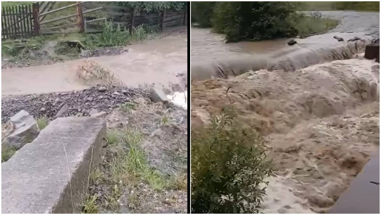 На Прикарпатті через сильні дощі розмило дорогу: з'явилося відео