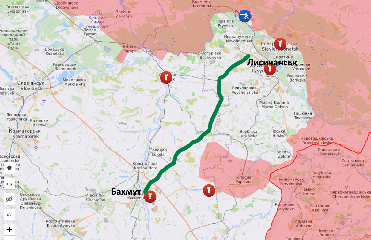 Росіяни перерізали сполучення Бахмут-Лисичанськ і захопили Світлодарськ, - Антонищак з передової