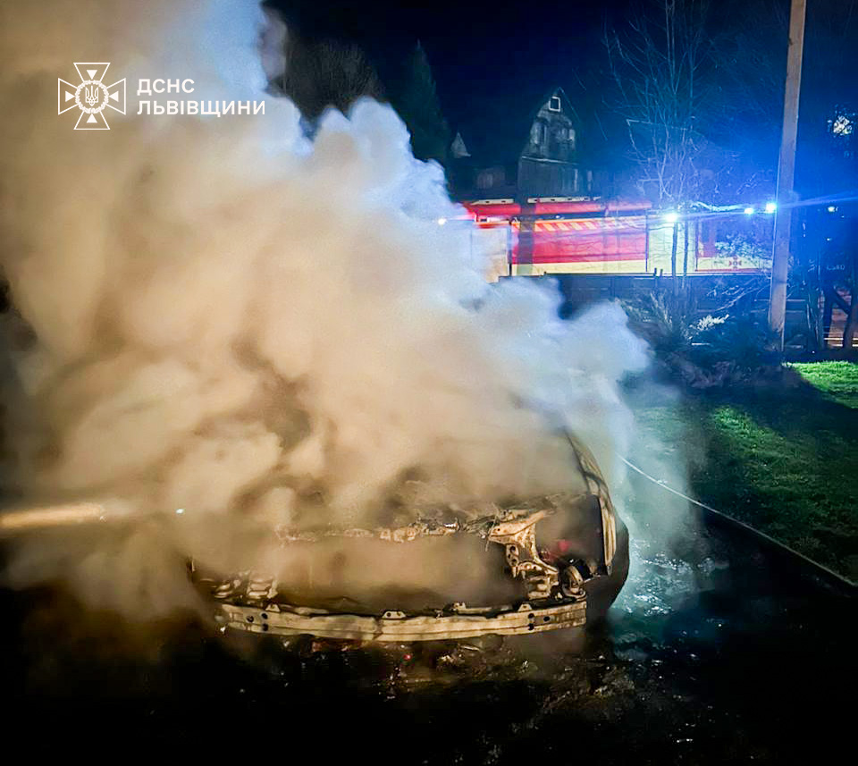 Вночі на Львівщині горіла машина: є перше фото